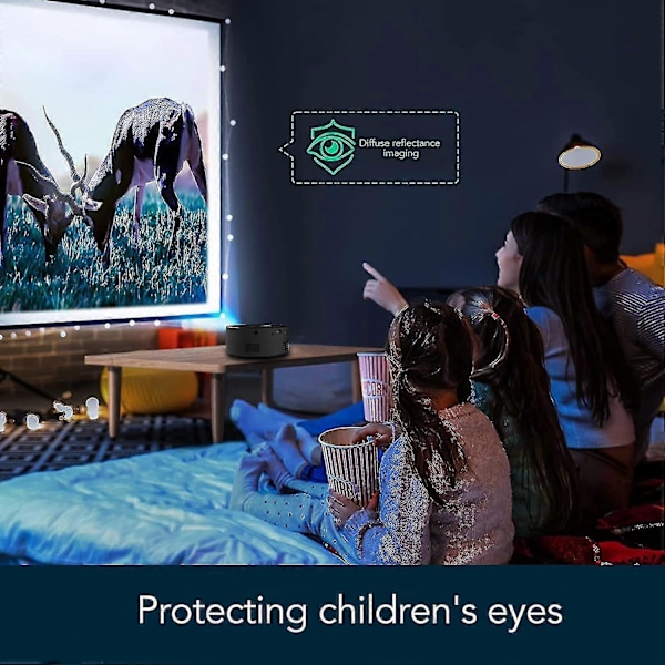 Mini LED -projektori, kannettava elokuvaprojektori lasten lahjaksi, älyprojektori samalla näytöllä älypuhelimelle ja tabletille, HD-taskuprojektori USB:llä ja R:llä