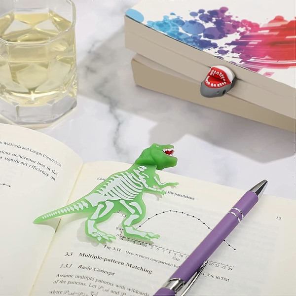 2 kpl Valoisa dinosaurus kirjanmerkki Jättiläinen kirjanmerkki Hieno 3D sarjakuva eläin kirjanmerkki koulutarvikkeisiin