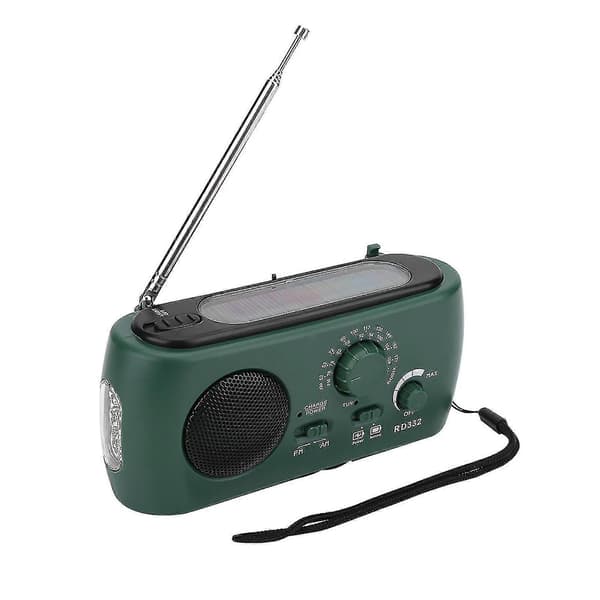 Aurinkokenno- ja käsikampi-hätäradio AM/FM LED-taskulampulla ja puhelinlaturilla