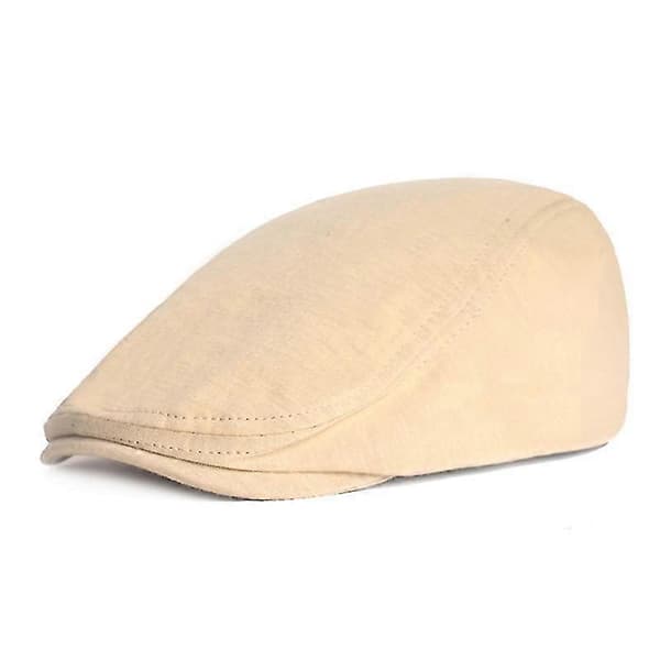 1 stk. Bomuldshatte Mænd Kvinder Hat Blød Casual Beret Solid Unisex Retro Hat Beige