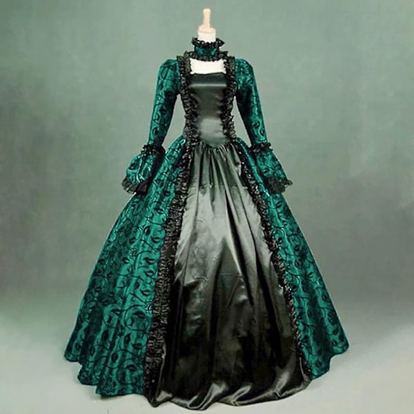 Snabb Leverans Noble Klänningar Damklänning Plus Size Medeltida Balklänningar Eleganta Kostymer För Kvinnor Viktoriansk Klänning 4 färger Green 4XL