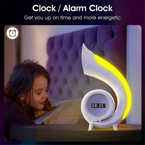 Mini Conch Trådlös Atmosfärslampa Touch för att Justera Belysning RBG Skrivbordslampa Trådlös Bluetooth Högtalare Väckarklocka, B