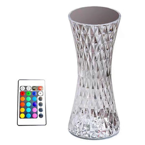 RGB Dæmpbar Natbordslampe med Fjernbetjening, Flere Lysfarver, Natbordlampe med Glasskærm Dekoration