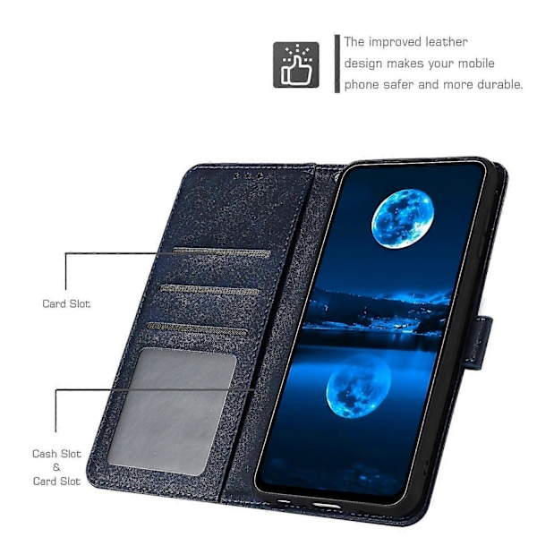 Til Motorola Edge 50 Fusion 5G Etui PU Læder Standpung Stødsikkert Business Telefon Cover Sapphire