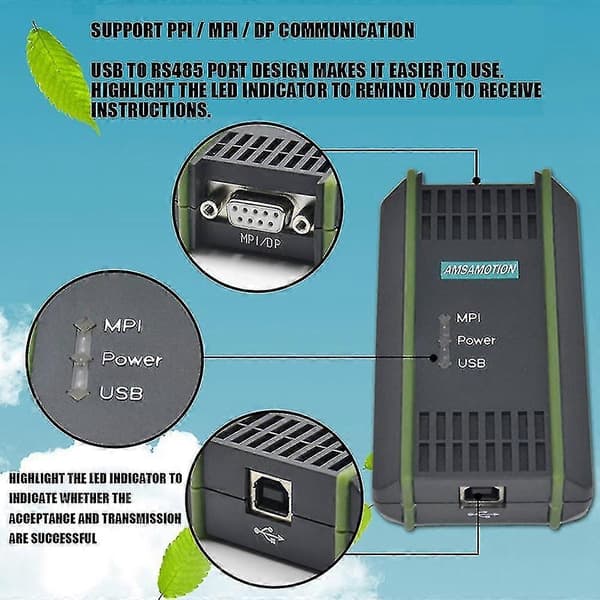 USB-programmeringskabel för S7-200/300/400 PLC RS485 Profibus MPI PPI-kommunikation Ersätter 6es7972--Bra