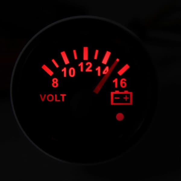52MM Båd Voltmeter DC9 til 32V Pointer Spændingsmåler med Farverig Baggrundsbelysning til RV'er Yachts Fiskebåde Skibe Sort Plade Sort Dæksel