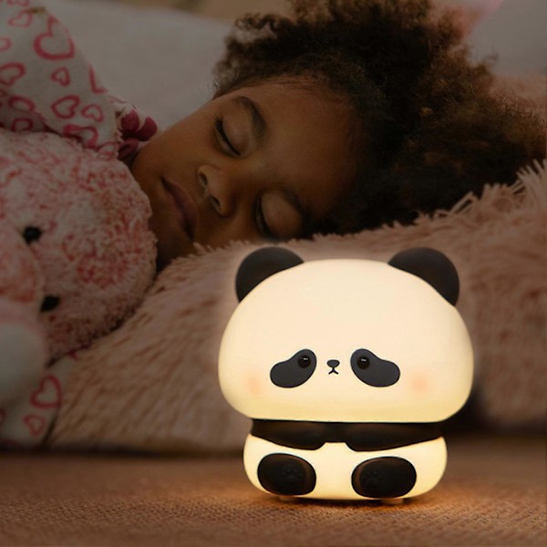 Tegneserie Panda Form Varmt Mykt Lys Tre Gir Lysstyrke Justering Vanntett Støtsikker Atmosfære Lys Barnerom Nattbordslampe