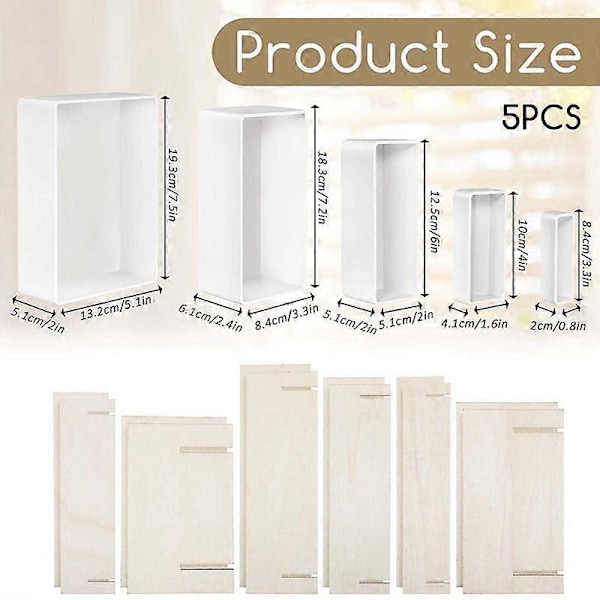 5 st Silikon Resin Formar Set med Trästöd, Stora Rektangulära Epoxigjutformar för DIY Dekor