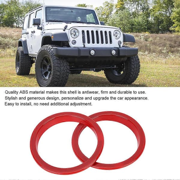Par med Ytre Blinklysring Trim Passer for Jeep Wrangler 2007-2017 Rød