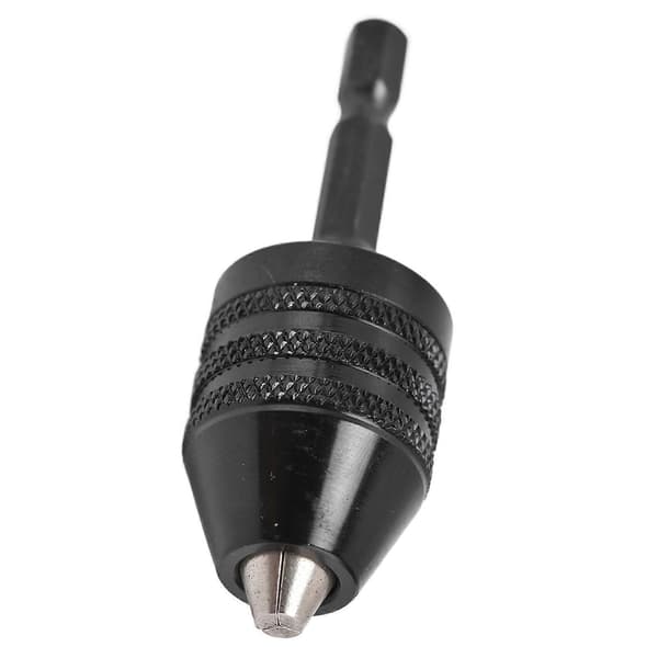 Nøkkelløs Drill Chuck Impact Driver Bit Adapter Konverter 3 Kjever 1/4in Hex Skaft 0.6?8mm Svart