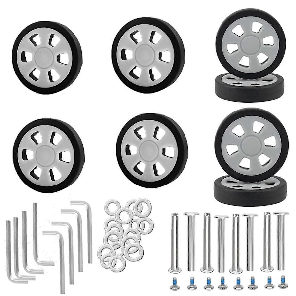 8 kpl Matkalaukun Pyörien Vaihtosarja, 2,36 tuumaa/60 mm Paksu 0,47 tuumaa/12 mm Kestävä Kumivaimennettu Pyörän Vaihto Matkalaukun Pyörät B