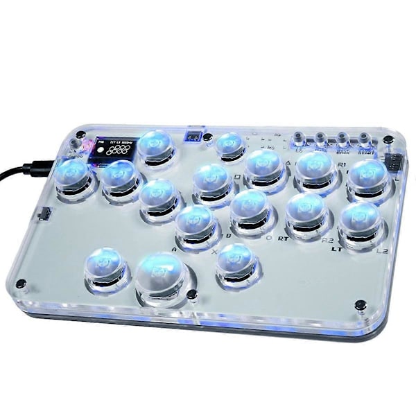 Arcade Stick 16-Tasters Controller med RGB & Turbo, Kompatibel med PC///Switch - Hot-Swappable Taster