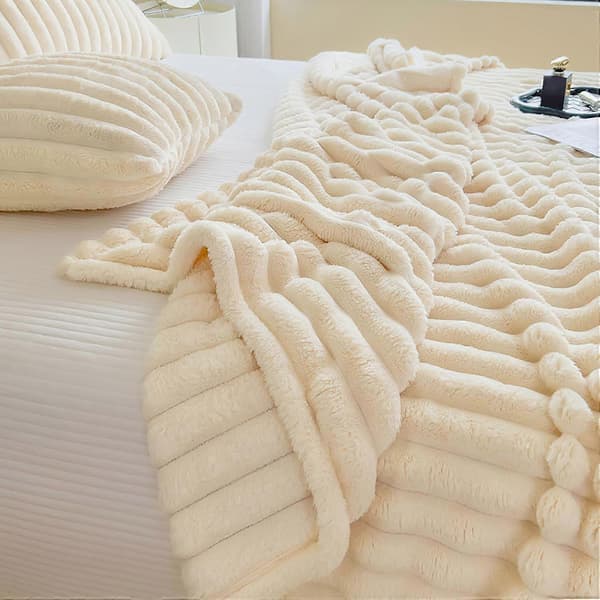 Koselig teppe, varmt og mykt sengeteppe/sofateppe til mor, kone og kjæreste, 100cmx150cm, Beige
