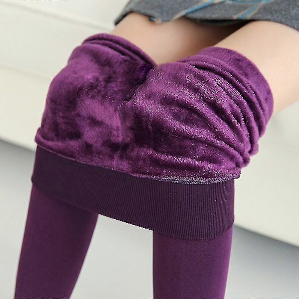 Varme tights for kvinner, vinterstrømper for strømpebukser, pluss størrelse fleece, varme termiske thermo wrap, svarte forede leggings, tykk kasjmir Purple