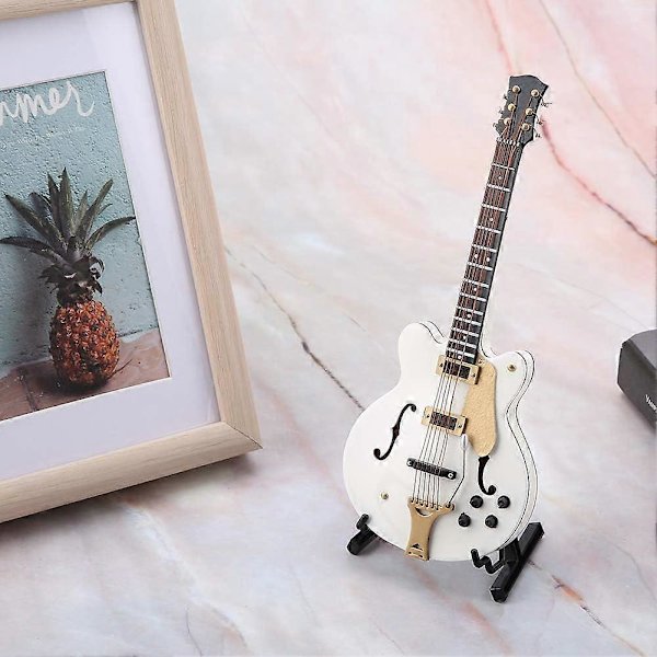 Gitarrfigur Miniatyr Elektrisk Trägitarr med Utsmyckad Låda
