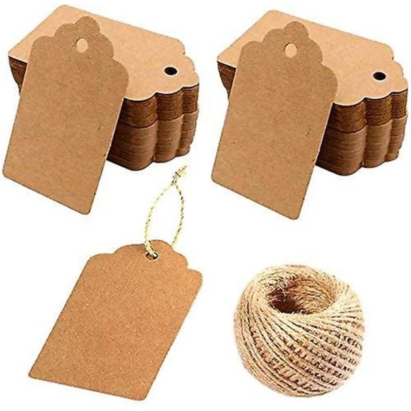 200 st kraftpapper blanka presentetiketter med 30m snöre