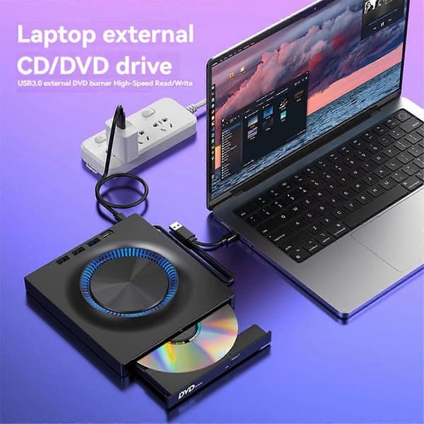 USB Ekstern Optisk Stasjon Bærbar CD DVD Spiller Brenner Utvidelseskort Stasjonær Ekstern Datamaskin Notebook Opptak