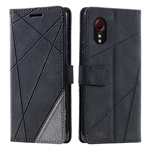 Plånboksfodral för Samsung Galaxy Xcover 5 Linjer Präglat PU Läder Telefonskal Black
