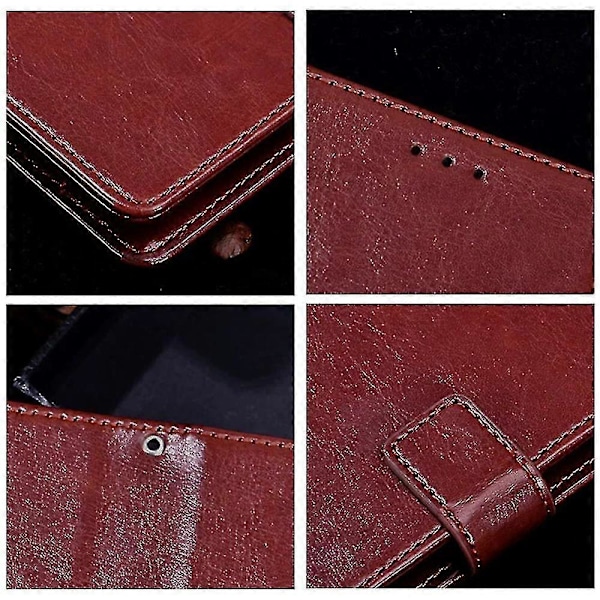 Passer til Samsung Galaxy A15 5G Etui Crazy Horse Tekstur Læder Wallet Cover-C6 Brown