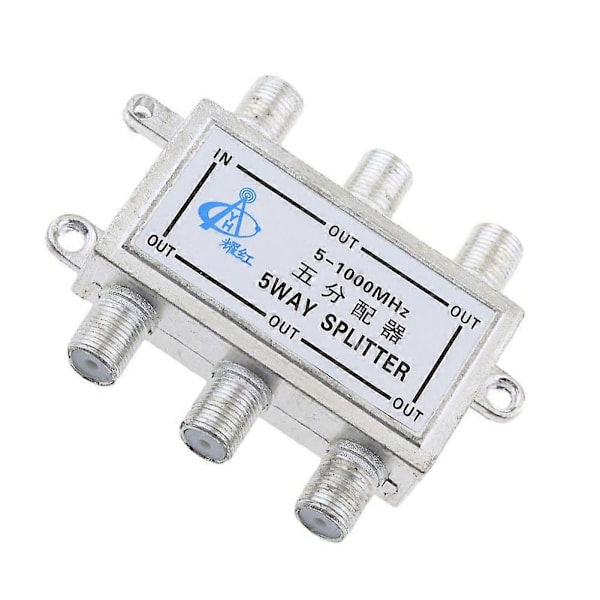Metall 5-veis koaksialkabelsplitter for satellitt-TV-antennesignaler 5-2050MHz QinHai