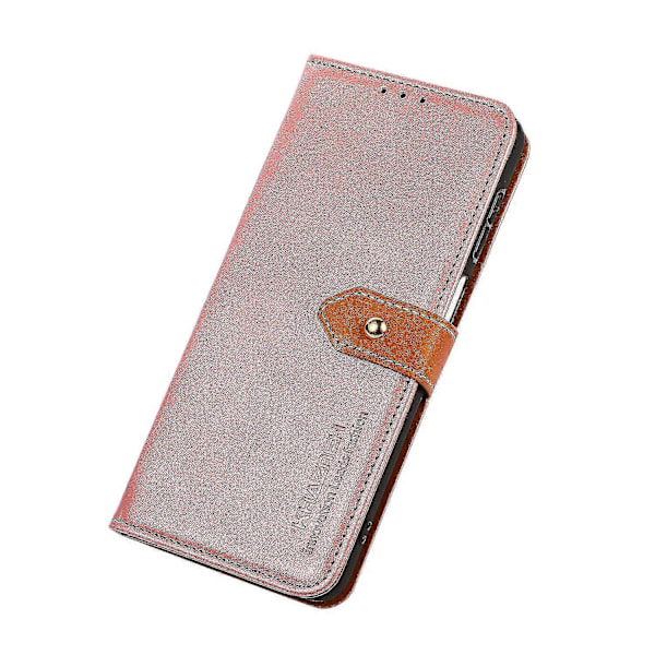 Khazneh Fodral för Honor Magic 5 Lite 5g /x9a 5g / X40 5g Guldknapp PU Läder Kohud Textur Telefonställ Plånboksfodral Rose Gold