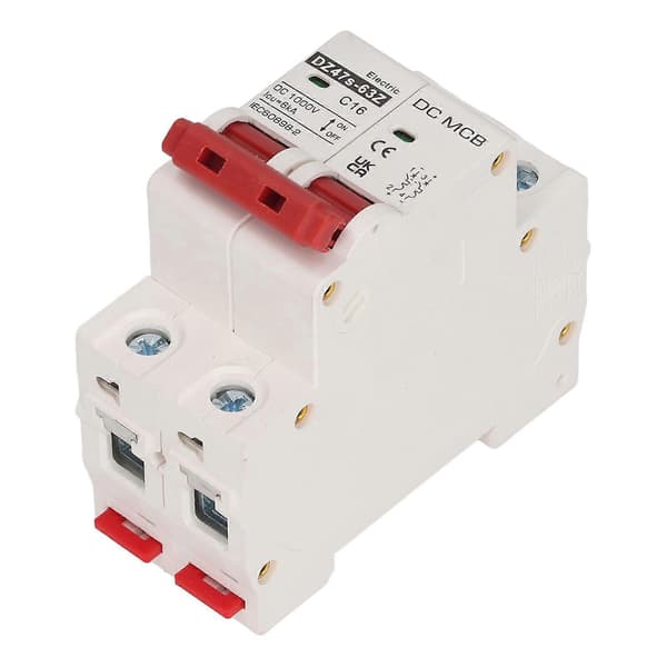 2P Mini Strømbryter med DIN-skinne Overbelastningsvern for Solcelleanlegg DC 1000V 16A