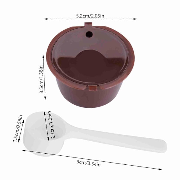 5 stk. Matvaregodkjent PP 304 Rustfritt Stål Gjenbrukbar Påfyllbar Kaffekapsel Filter (Brun)