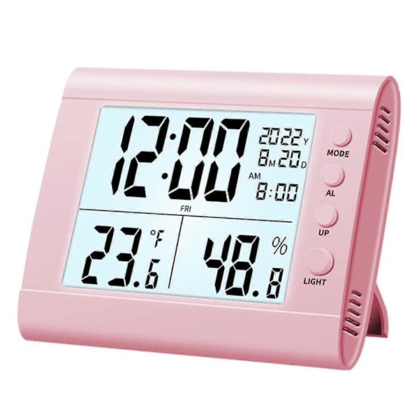 Digital Väckarklocka, Elektronisk Klocka LED-Display Stereo, Gåva till Vänner och Barn Rosa
