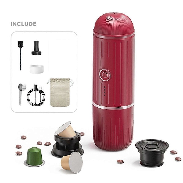Ny Mini Kapsel Kaffepulver Dubbel-Syfte Portabel Elektrisk Halvautomatisk Bil Handhållen Uppvärmd Espressomaskin, Röd