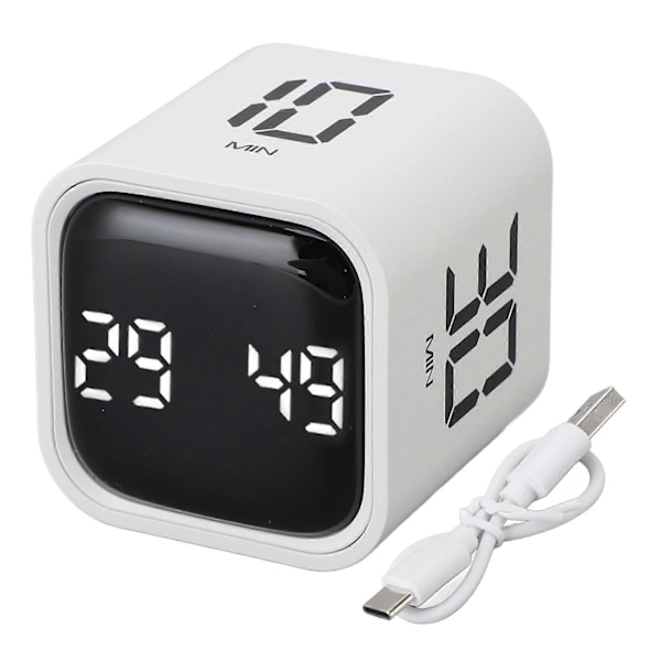 Gravity Timer Professionel Lydløs Digital Cube Timer til Tidsstyring til Arbejde Studie Køkken Møde Hvid