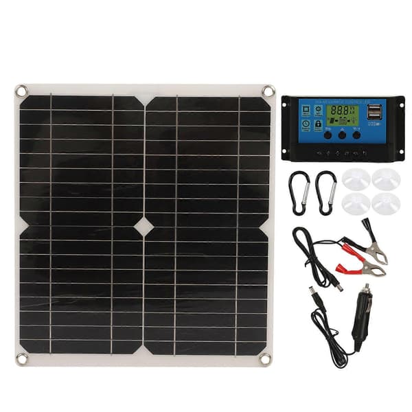 Solpanel Monokristallint Kisel Vattentät Högpresterande för Husbil Bil Båt Släpvagn 20W 18V 30A
