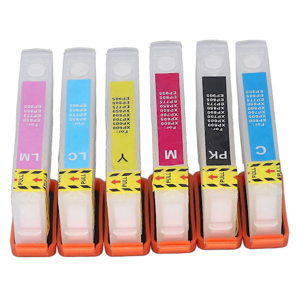 6 stk. blækpatron genanvendelig sort cyan magenta gul lys cyan lys magenta printer refill blækpatron udskiftning T2431 T2432 T2433 T2434 T2435