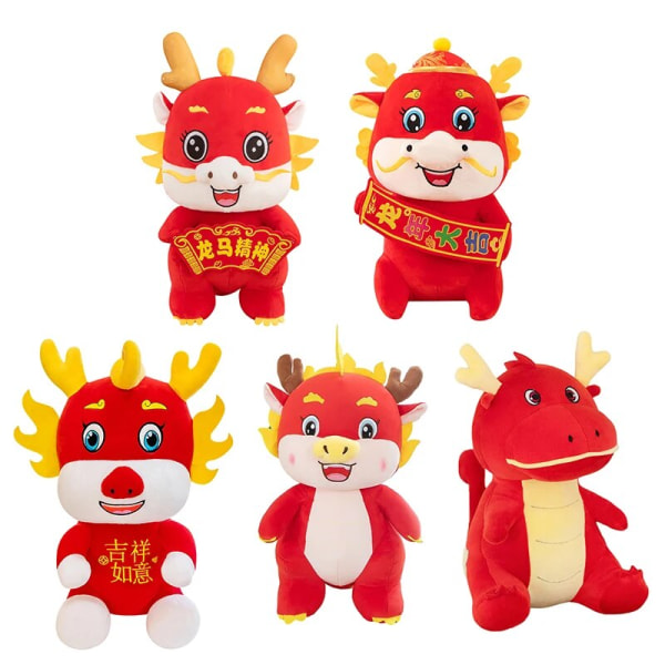 2024 Year Of The Dragon Mascot Zodiac Dragon Plyschleksak Mjuk gosedjurdocka Nyårspresent style 1