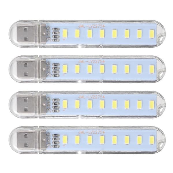 4 stk. LED Nattlys 8-LED Kreativ Mini Bordlampe Leselys Tilbehør