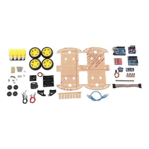Smart Robot Bil Chassis Kit Sporingsmotor Robot Smart Bil Platform til 4WD DIY