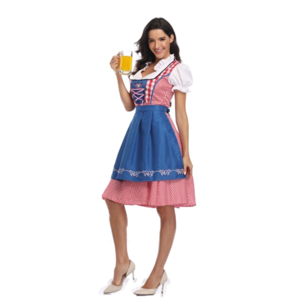 Snabb leverans högkvalitativ traditionell tysk pläd Dirndl-klänning Oktoberfest-kostym för vuxna kvinnor Halloween-fest Style4 L