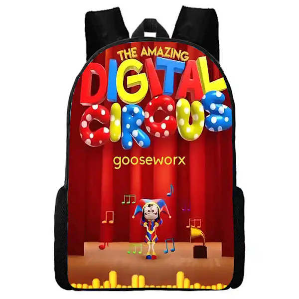 Personlig 15 tums skolväska med stor kapacitet, barnskolväska med fantastiskt Digital Circus-tryck, studentskolväska style 2