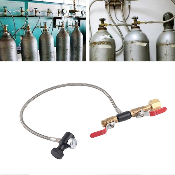 CGA-320 CO2 Cylinder Påfyllningsadapter med Slang För Att Fylla Sodavattenbehållare 24 med Mätare