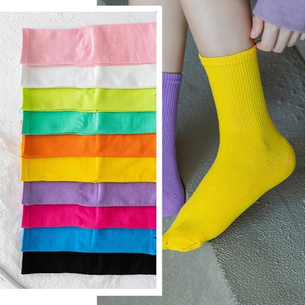 Naisten Miesten Ribbineulotut Puuvillaiset Varvassukat Kimono Tabi Crew Sukkien Harajuku Neon Yksivärinen Rullalauta 2 Varpaan Sandaali Rento Puolipitkä Sukka Black