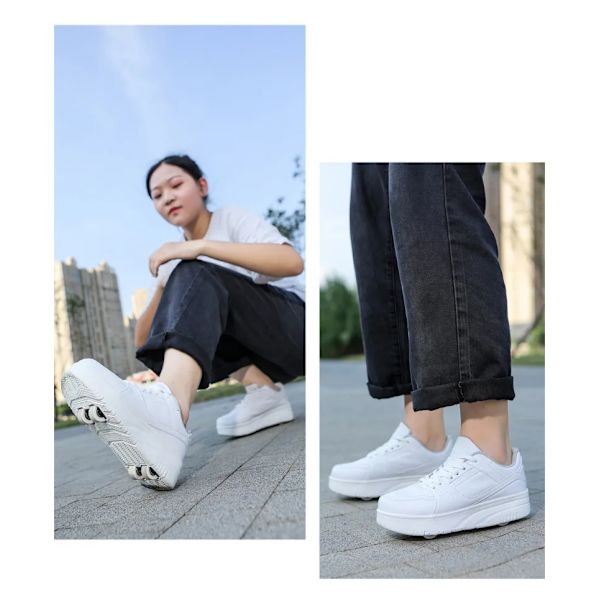 Rullskridskoskor Barn Sneakers med Hjul Barn Rullskridskor Mode Utomhussportskor Flickor Pojkar white 34