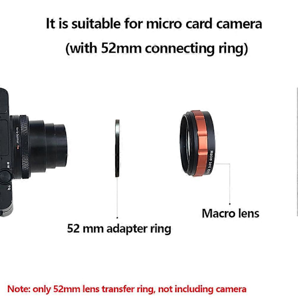 52mm Makro Objektiv Filtersett for Blomster, Insekter, Diamantsmykker Makro Kamera Objektiv Filter for Kamera