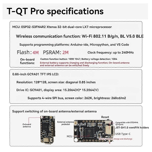 NerdMiner T-QT ESP32S3 GC9A01 0,85-tommer LCD-modul Svejsenål til Bitcoin Solo Lottery Miner BTC Miner S3FN8
