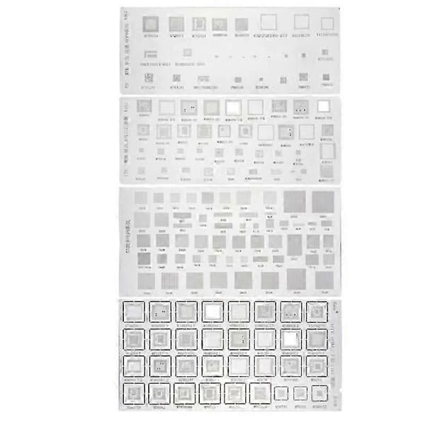 4 stk. Universal BGA-stencil for MTK MSM iPad CPU RAM PM Power IC Reball Pin Direkte Varme Mal