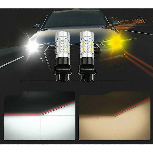 3157 LED DRL Hvite/amber Switchback Blinklys Parklys Pærer