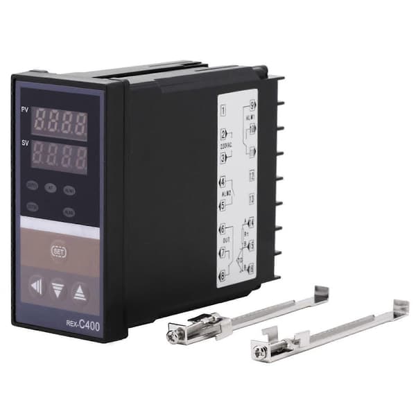 1 stk. Digital Panel 10A AC 220V Intelligent Temperaturregulator Relæudgang med Clips Sort