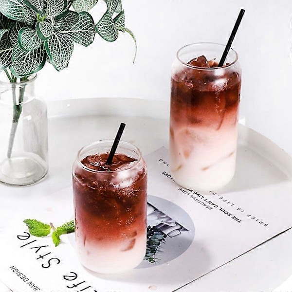 4-pak Dåseformet Glas Moderne Vand Mælk Juice Simpel Juicekop Ølglas Shakeglas Dessertkop Cola Krus, 400ML
