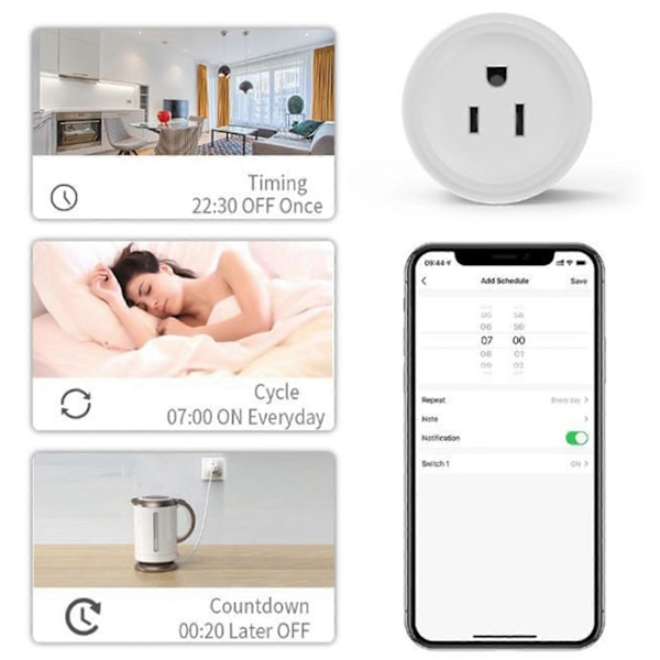 Smart Målerstik Stemmestyring Fjernbetjening 10A Direkte Tilslutning Wifi Målerstik