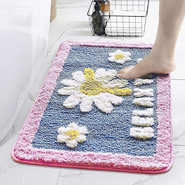 Tflycq Rosa Blomma Badrumsmattor Halkfria Duschmattor Badmatta Kompatibel Med Badkar Utomhusmattor Sovrum Vardagsrum Kök Green white pink