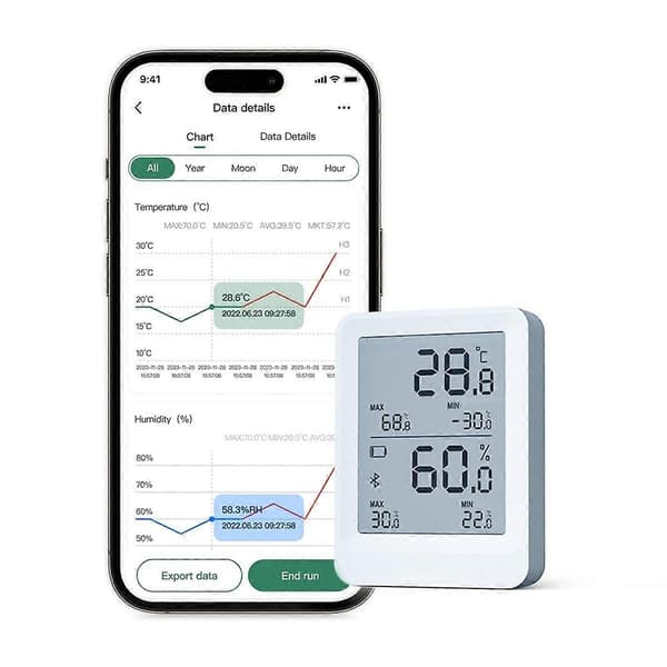 Temperatur- och luftfuktighetslogger Bluetooth Temperatur Luftfuktighetsmätare Stöd för automatiska datarapporter för kläckningslåda