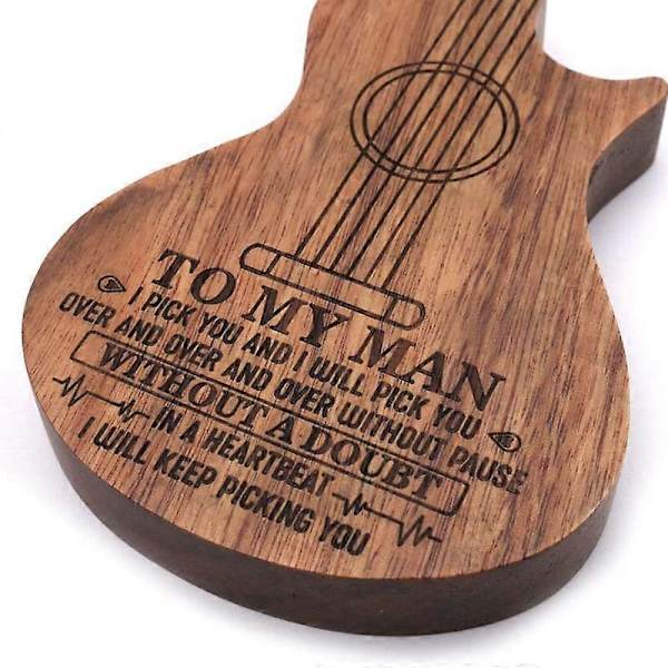 Gitarrplektrumfodral i trä Plektrumbox Trä Gitarrplektrumbox för förvaring av gitarrplektrum, för Jazz/Gitarr/Ukulele/Bas